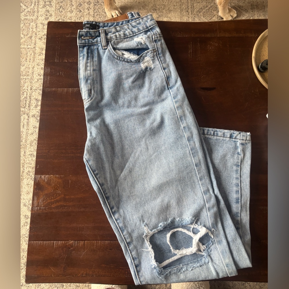Riot Society Light Blue Straight Leg Jeans